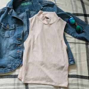 Cream mock turtle crop top